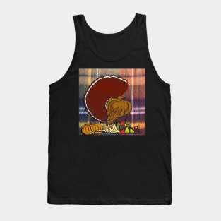 Vintage Thanksgiving Turkey on Flannel Look Background Graphic Design, available on many products Tank Top